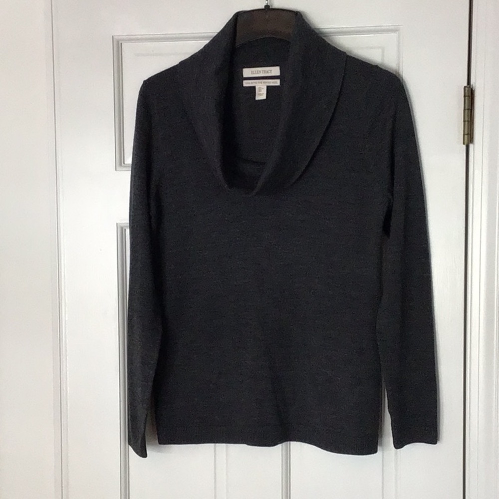 EILEEN FISHER Charcoal Shawl-Collar Sweater